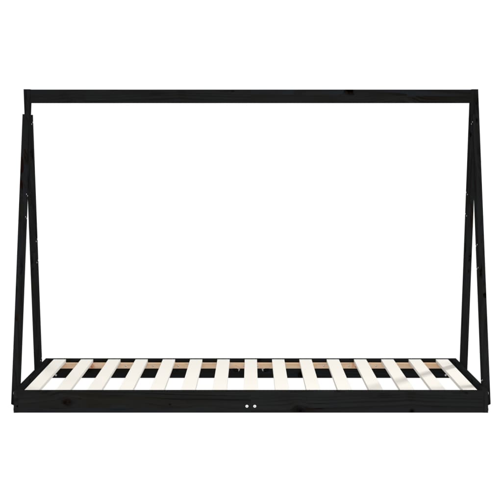 Cadre de lit pour enfants noir 90x190 cm bois de pin massif - XIOS