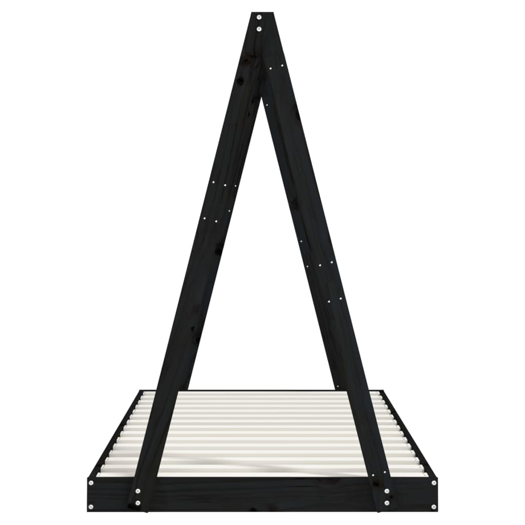 Cadre de lit pour enfants noir 90x190 cm bois de pin massif - XIOS