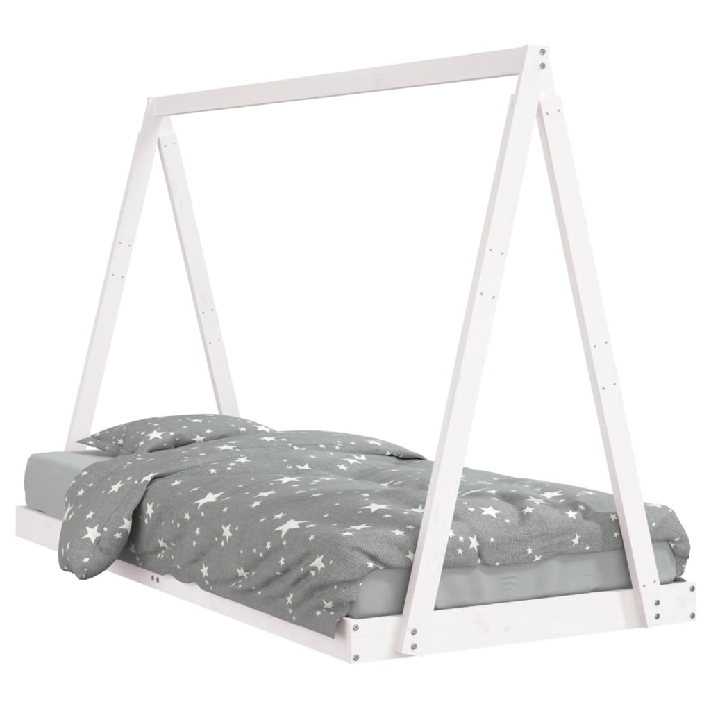 Cadre de lit pour enfants blanc 90x200 cm bois de pin massif - XIOS