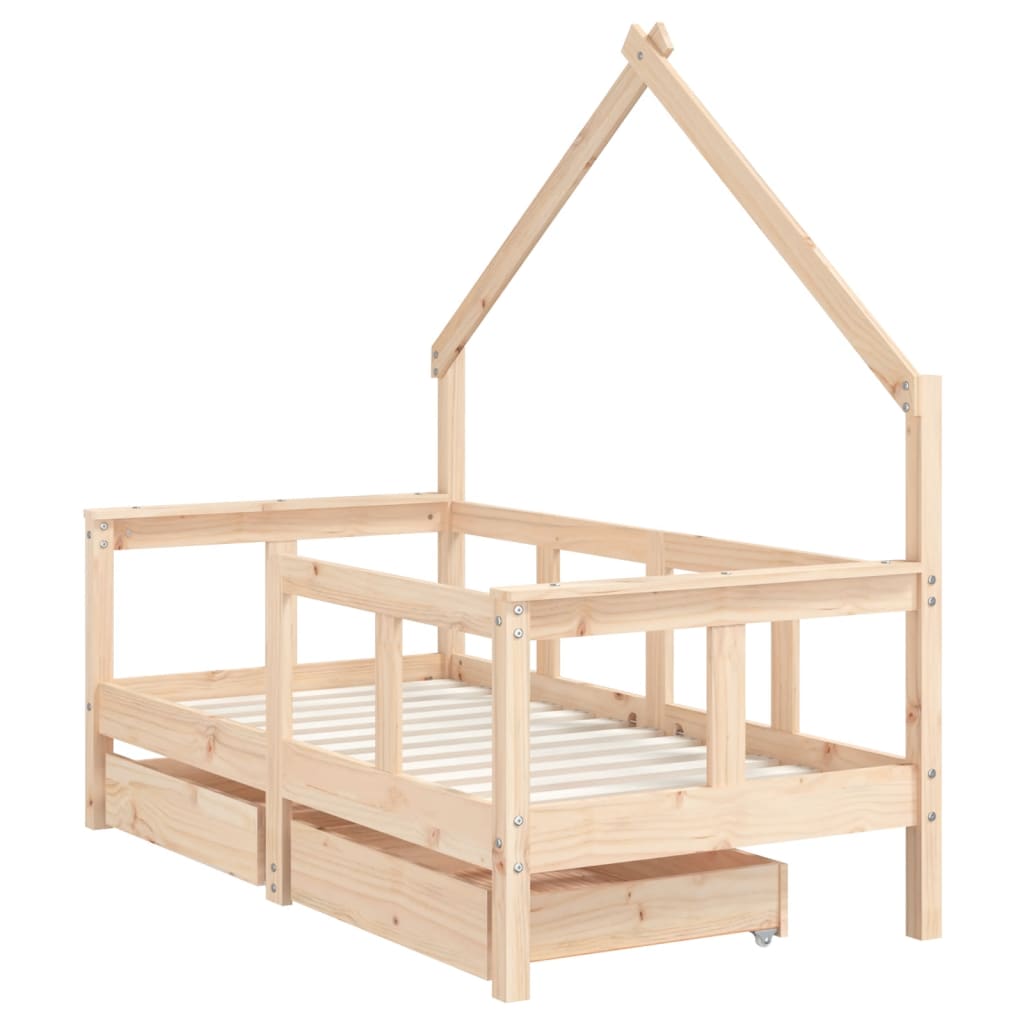 Cadre de lit enfant avec tiroirs 70x140 cm bois de pin massif - XIOS