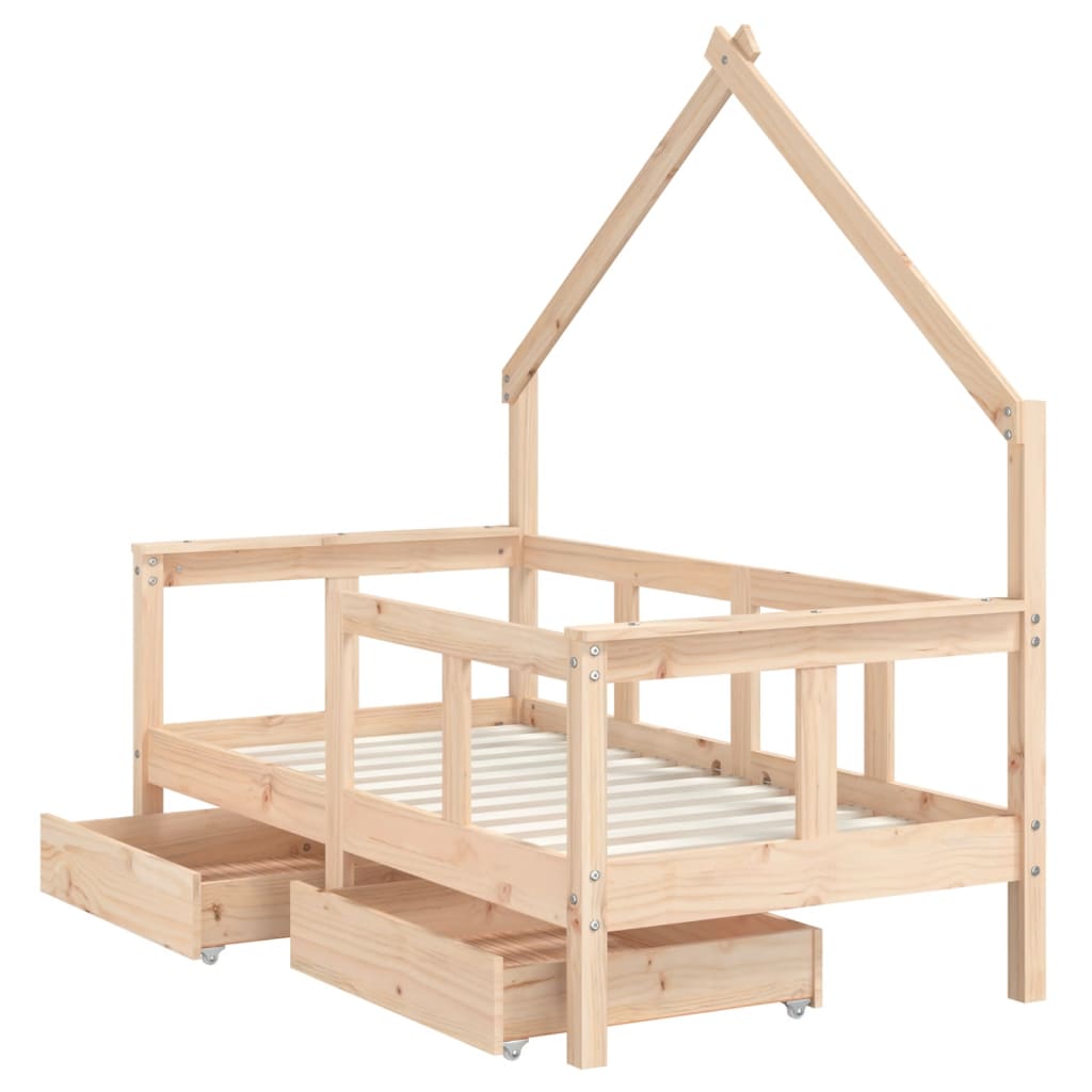 Cadre de lit enfant avec tiroirs 70x140 cm bois de pin massif - XIOS