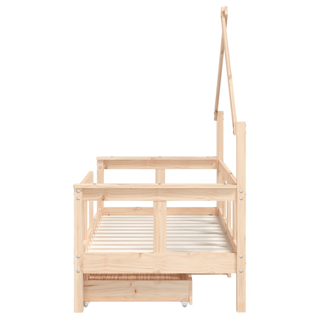 Cadre de lit enfant avec tiroirs 70x140 cm bois de pin massif - XIOS