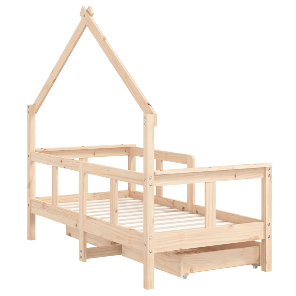 Cadre de lit enfant avec tiroirs 70x140 cm bois de pin massif - XIOS
