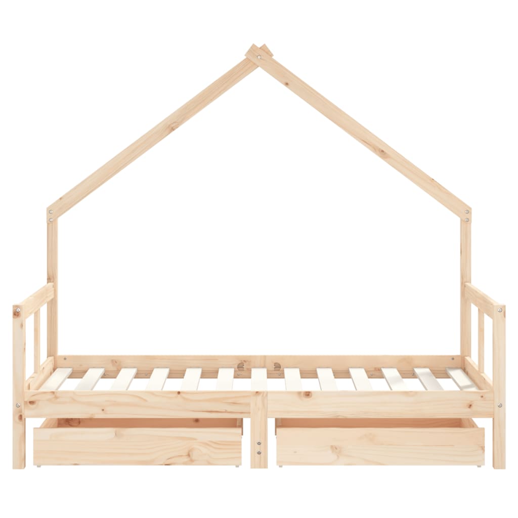 Cadre de lit pour enfant et tiroirs 80x160cm bois de pin massif - XIOS