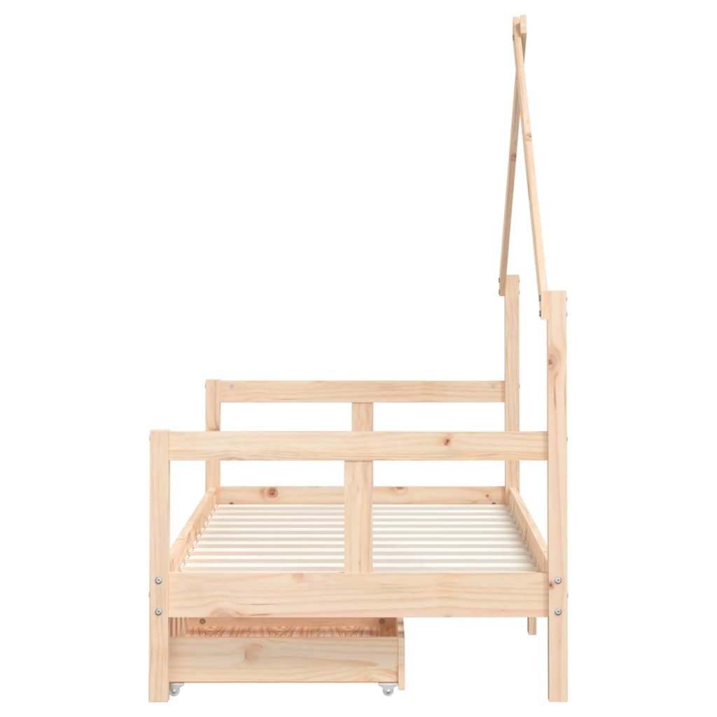 Cadre de lit pour enfant et tiroirs 80x160cm bois de pin massif - XIOS