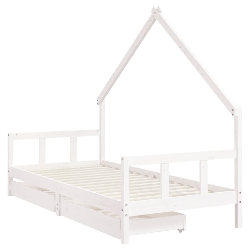 Cadre de lit d'enfants tiroirs blanc 90x190 cm bois pin massif - XIOS