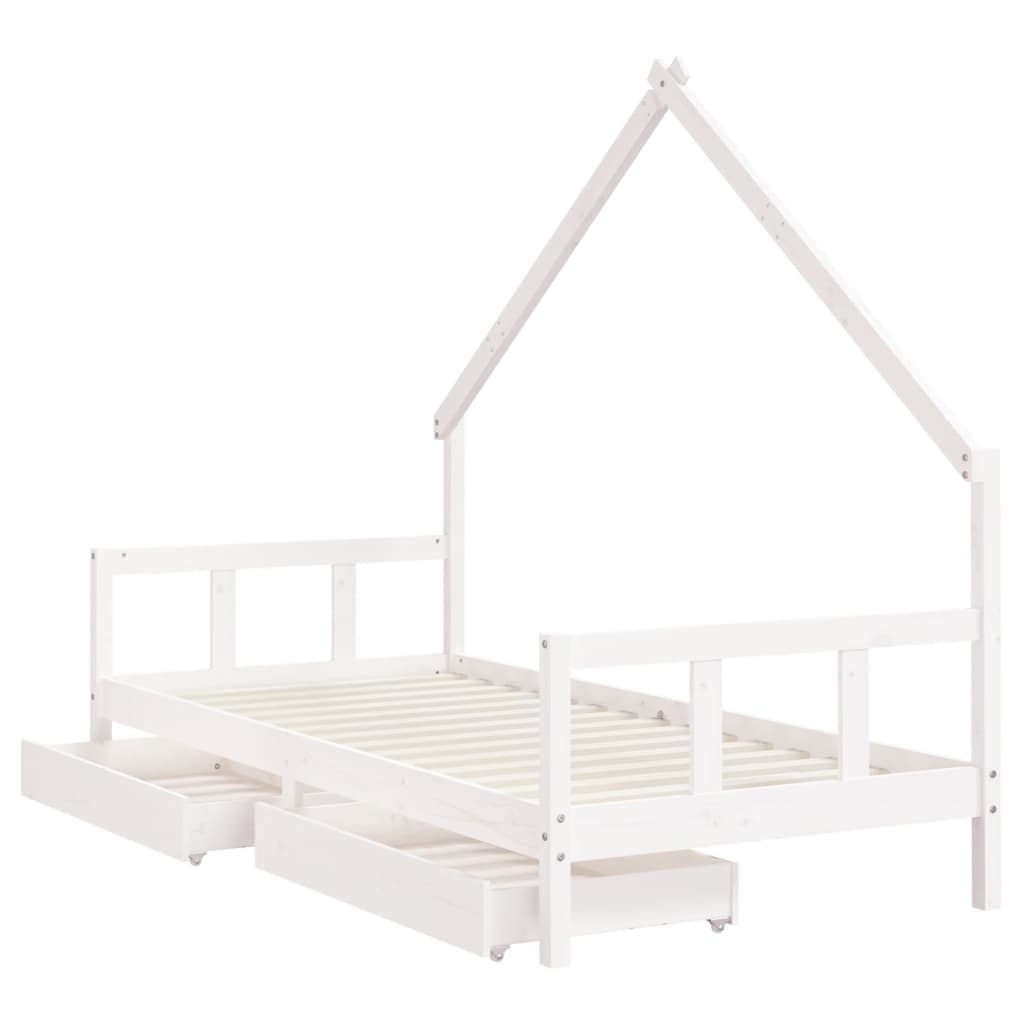 Cadre de lit d'enfants tiroirs blanc 90x190 cm bois pin massif - XIOS