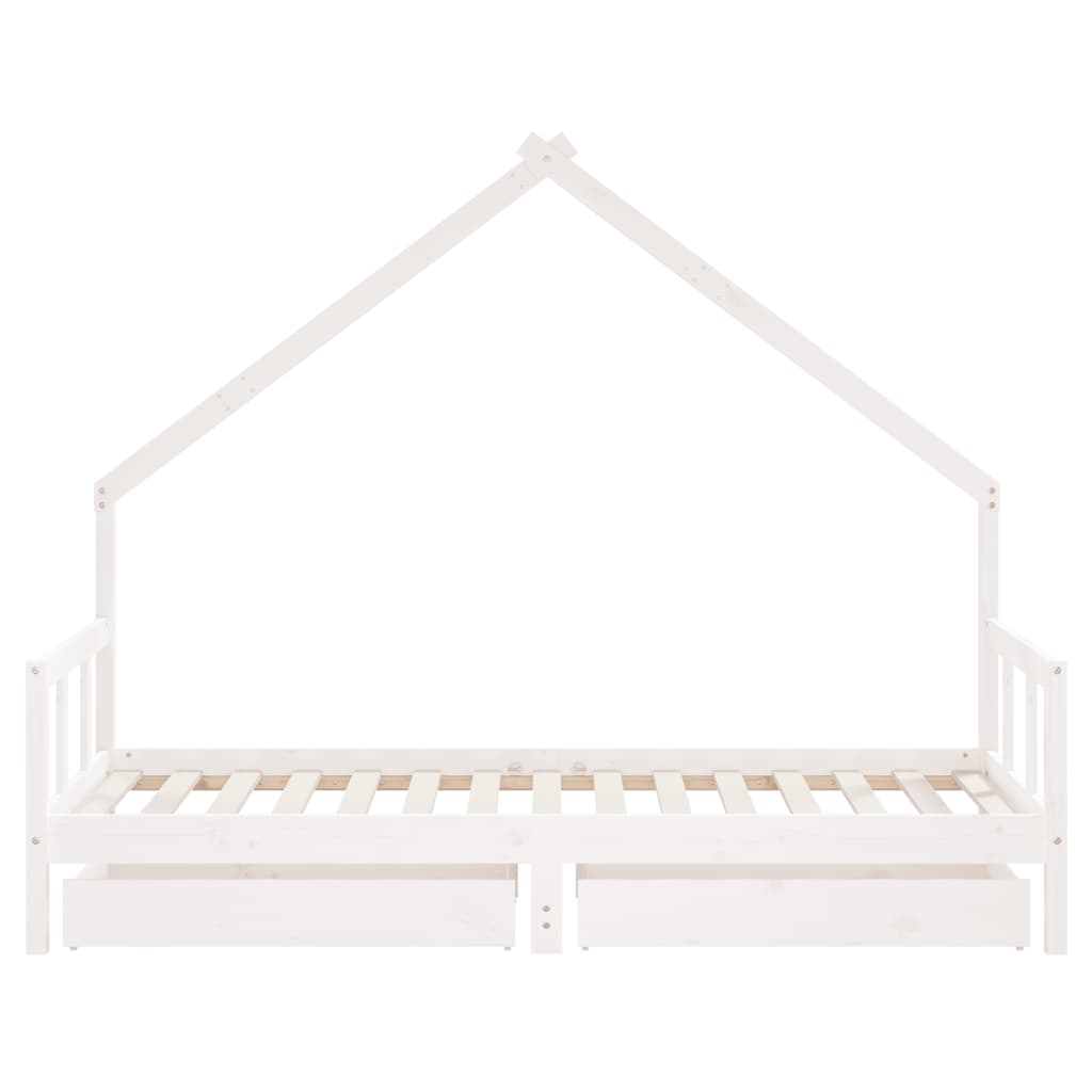 Cadre de lit d'enfants tiroirs blanc 90x190 cm bois pin massif - XIOS