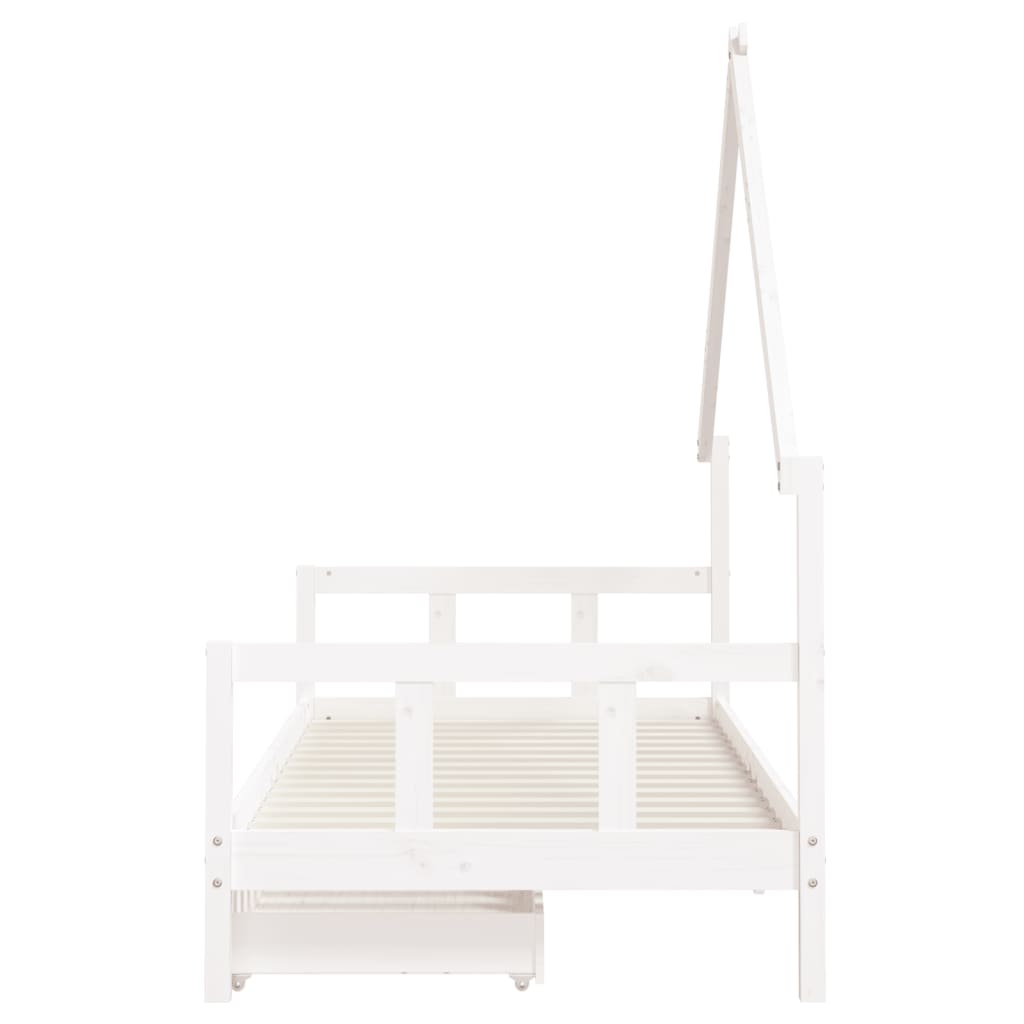 Cadre de lit d'enfants tiroirs blanc 90x190 cm bois pin massif - XIOS