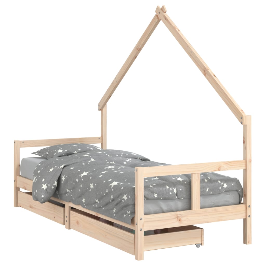 Cadre de lit pour enfants gris 80x200 cm bois de pin massif - XIOS
