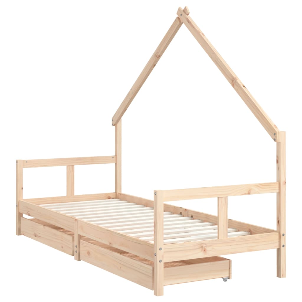 Cadre de lit pour enfants gris 80x200 cm bois de pin massif - XIOS