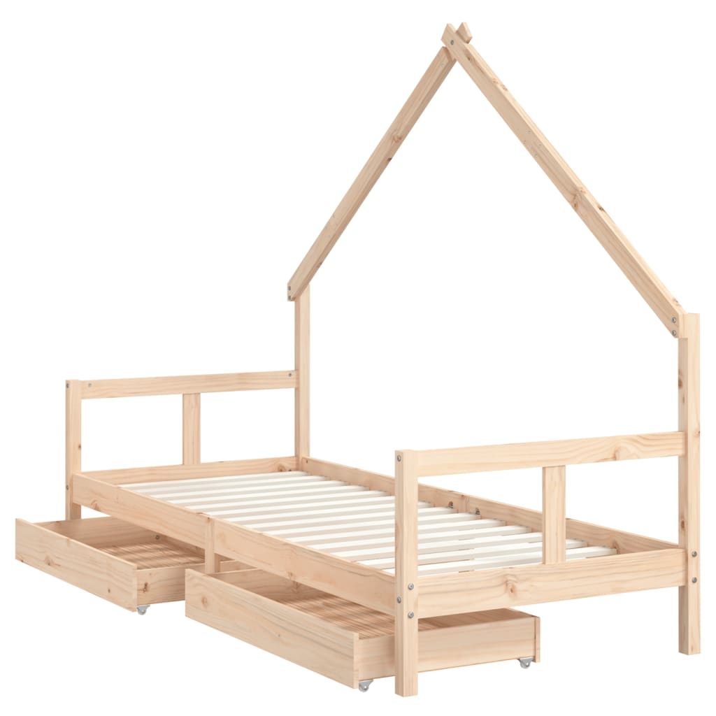 Cadre de lit pour enfants gris 80x200 cm bois de pin massif - XIOS