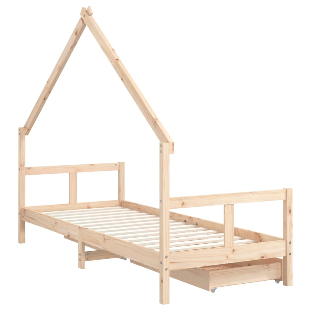 Cadre de lit pour enfants gris 80x200 cm bois de pin massif - XIOS