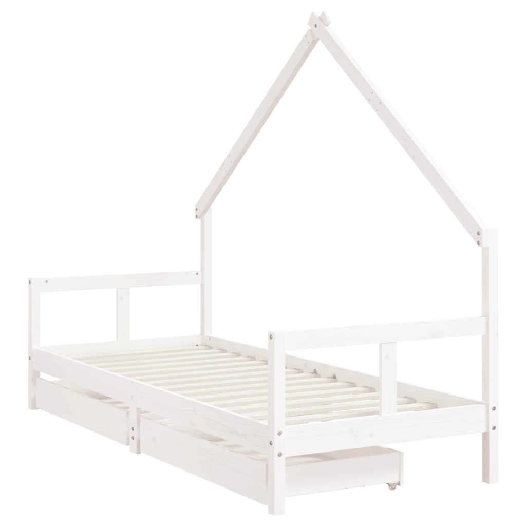 Cadre de lit enfant tiroirs blanc 80x200 cm bois de pin massif - XIOS