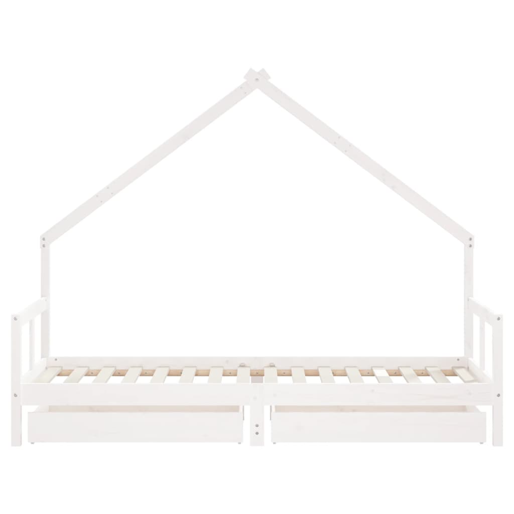 Cadre de lit enfant tiroirs blanc 80x200 cm bois de pin massif - XIOS