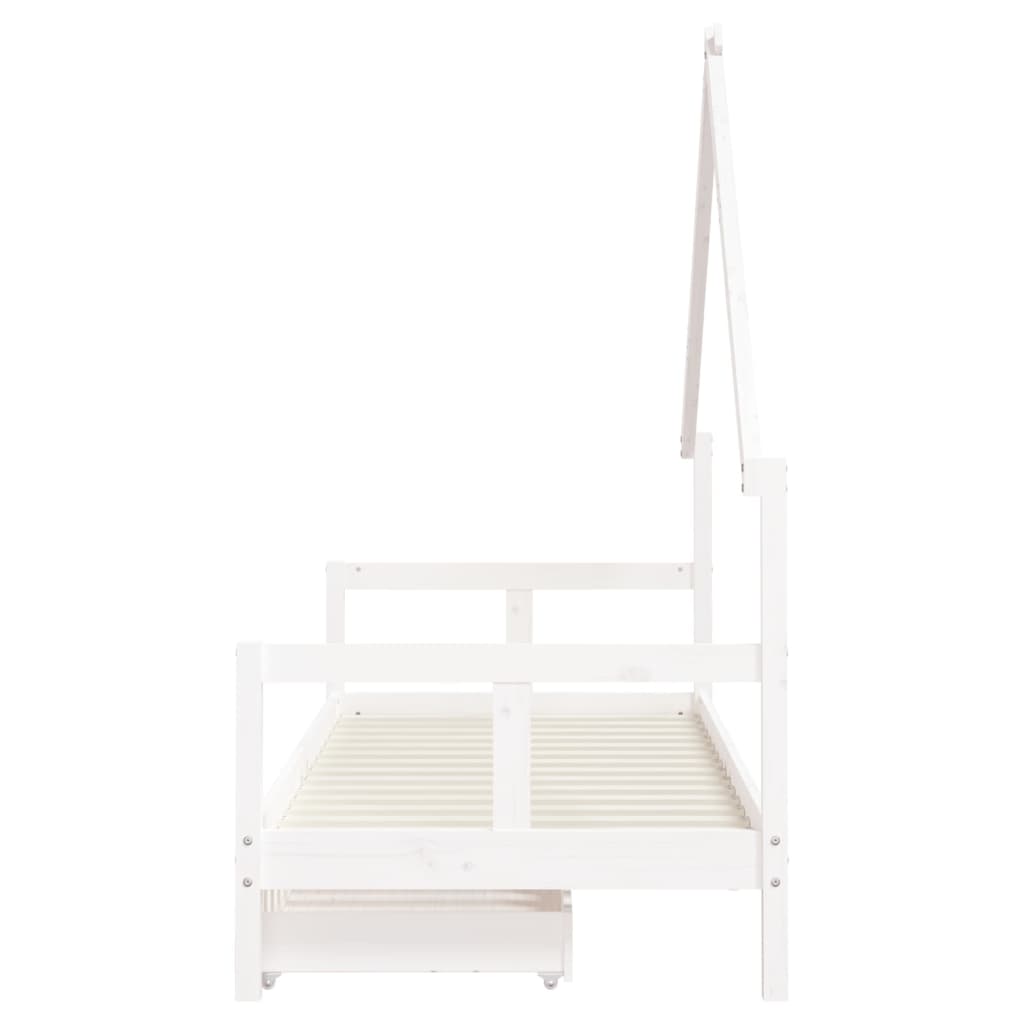 Cadre de lit enfant tiroirs blanc 80x200 cm bois de pin massif - XIOS