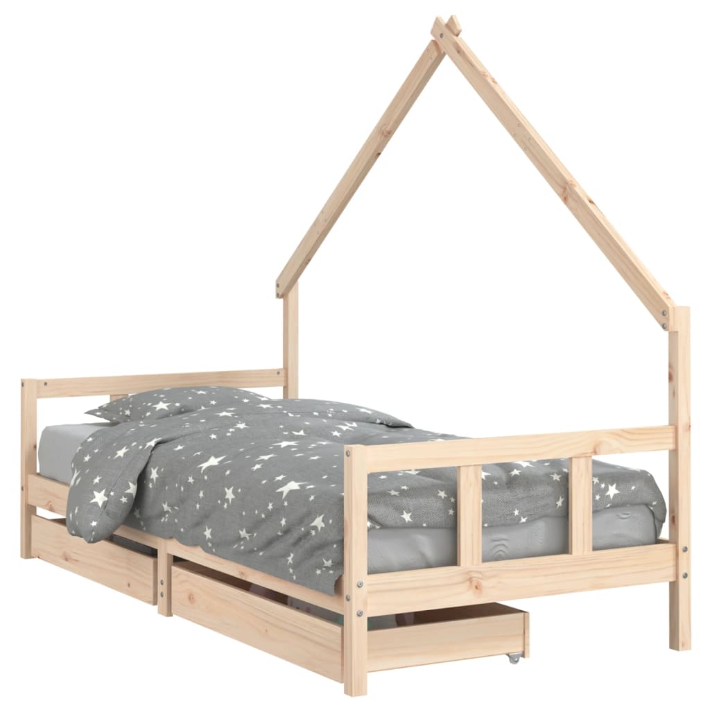 Cadre de lit enfant avec tiroirs 90x200 cm bois de pin massif - XIOS