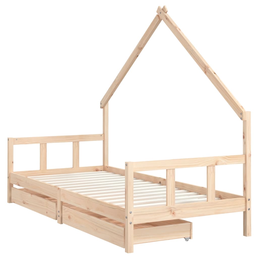 Cadre de lit enfant avec tiroirs 90x200 cm bois de pin massif - XIOS