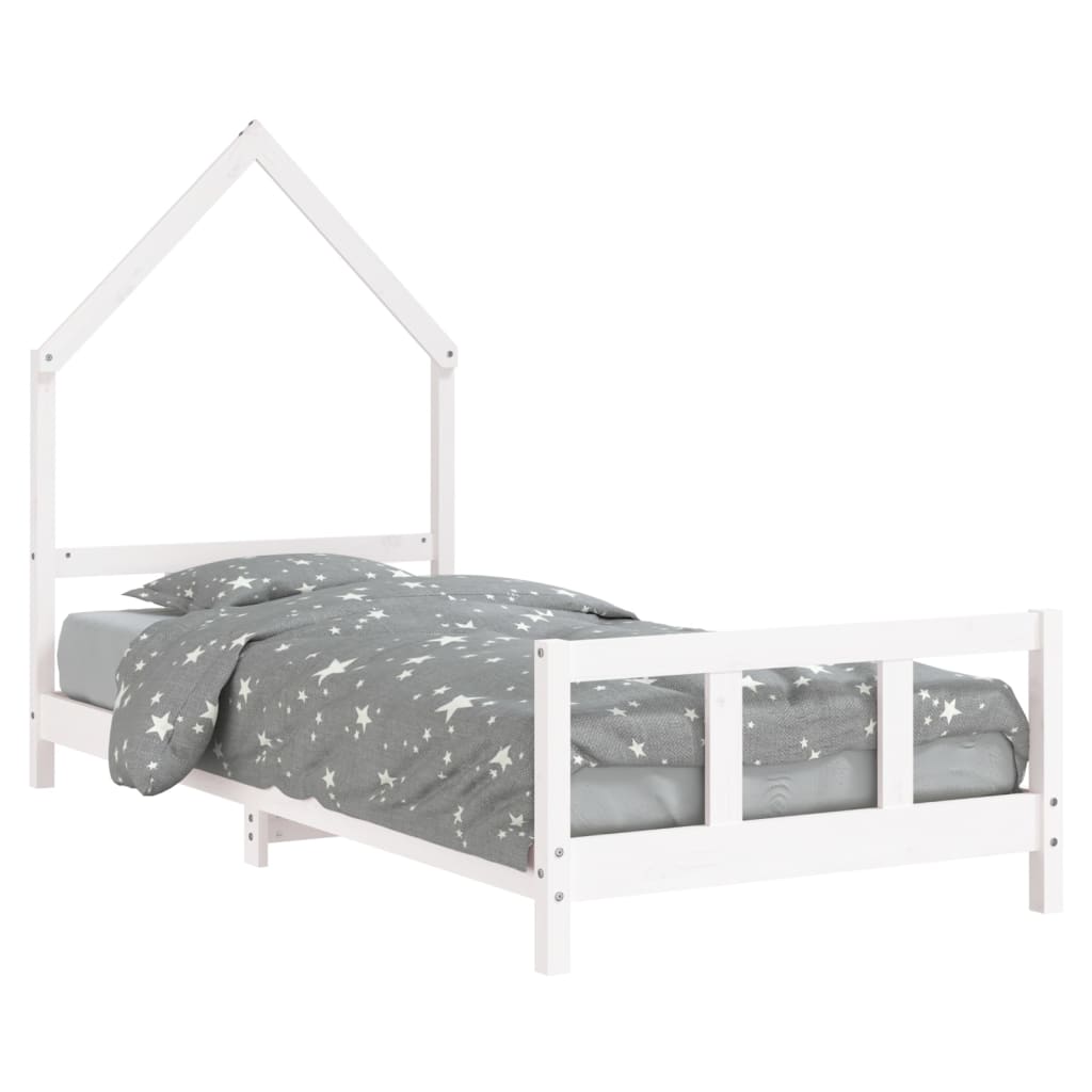 Cadre de lit pour enfants blanc 90x190 cm bois de pin massif - XIOS