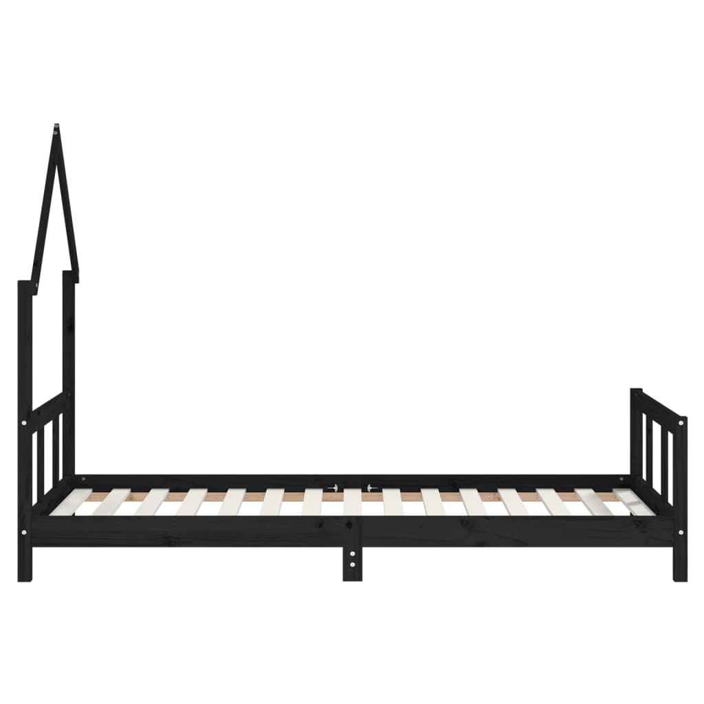 Cadre de lit pour enfants noir 90x190 cm bois de pin massif - XIOS