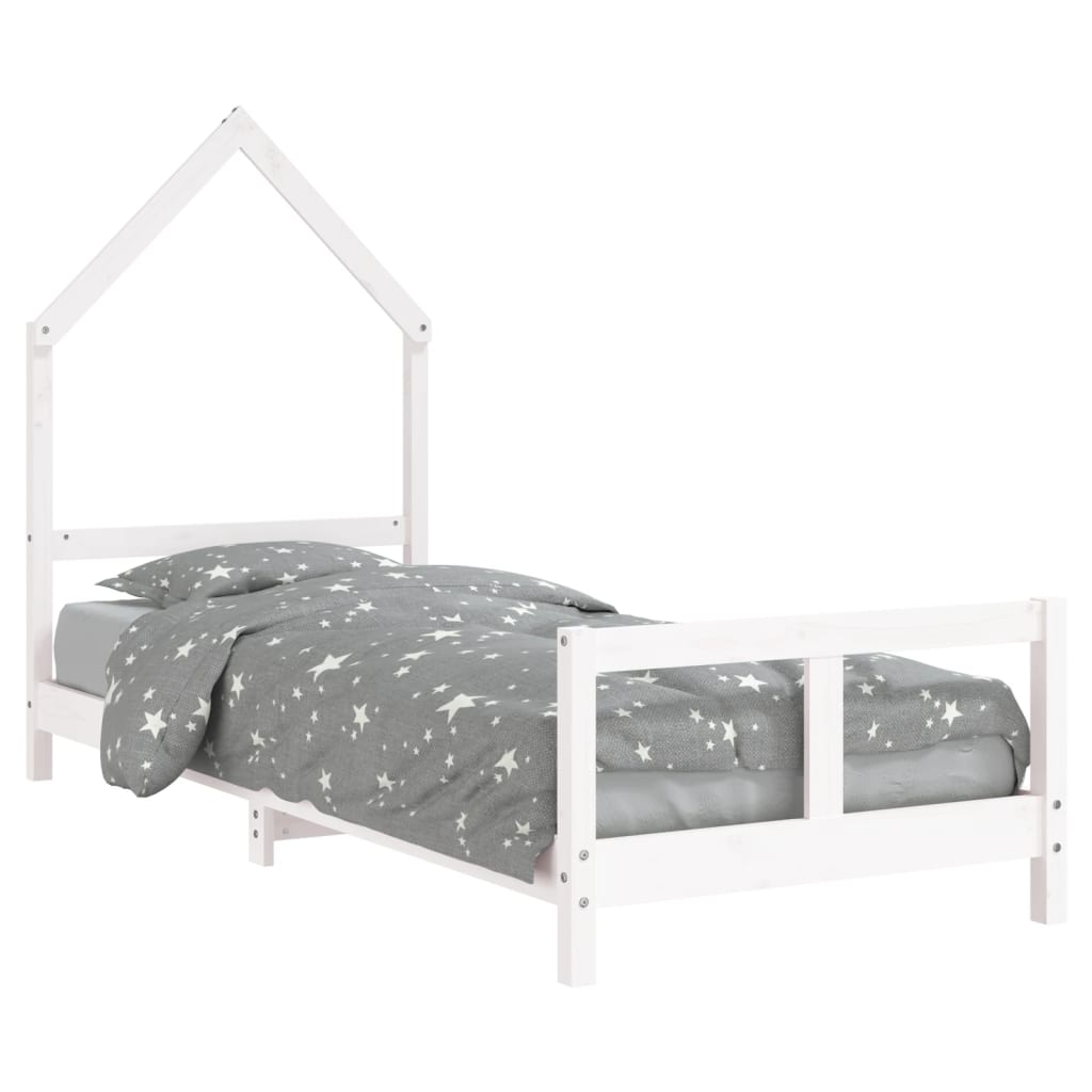 Cadre de lit pour enfants blanc 80x200 cm bois de pin massif - XIOS