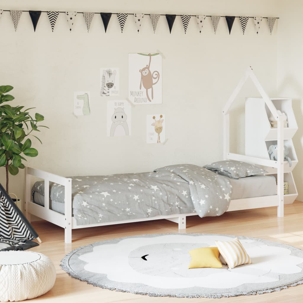 Cadre de lit pour enfants blanc 80x200 cm bois de pin massif - XIOS