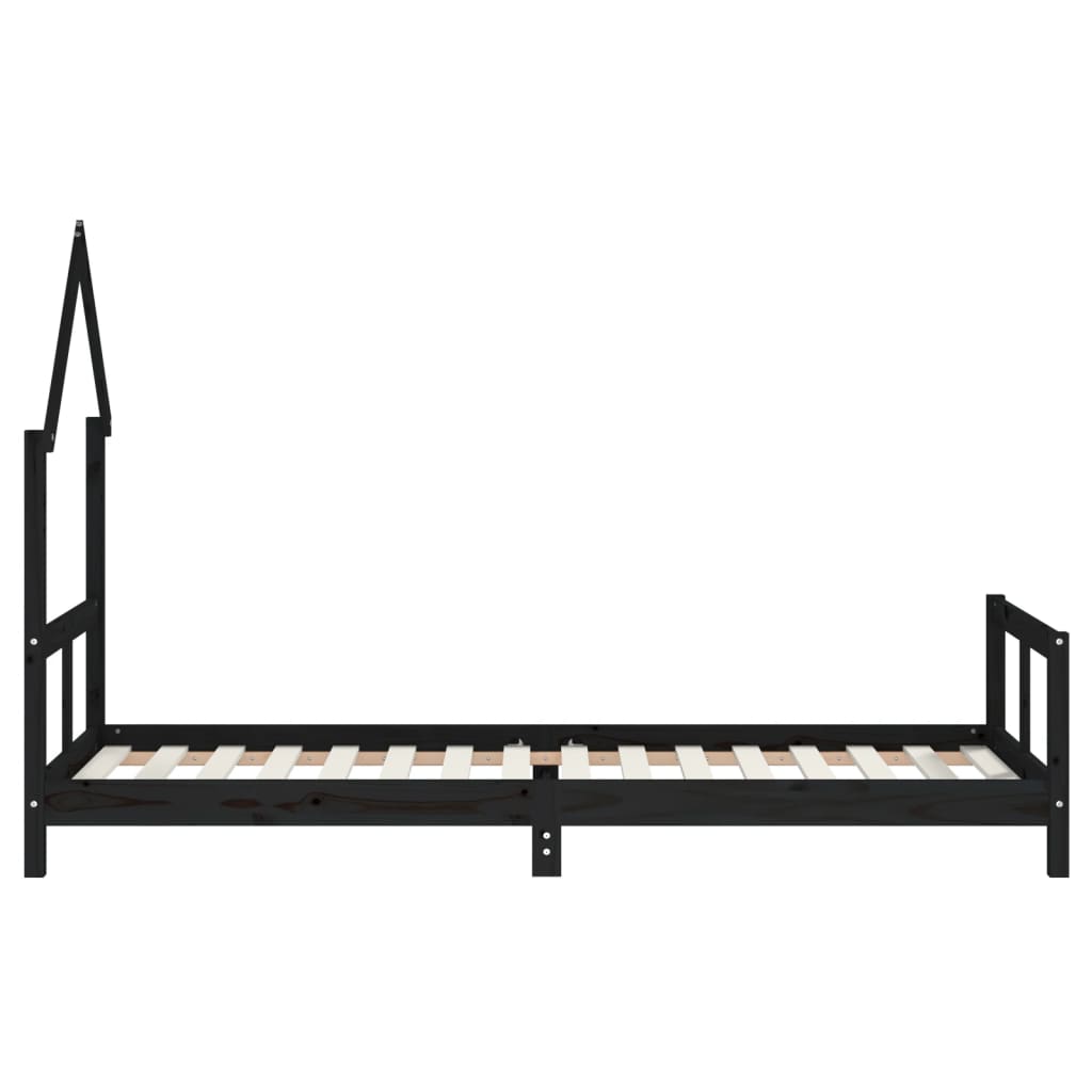 Cadre de lit pour enfants noir 80x200 cm bois de pin massif - XIOS