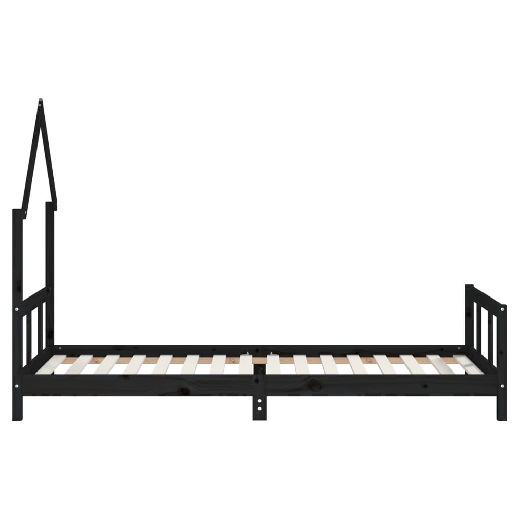 Cadre de lit pour enfants noir 90x200 cm bois de pin massif - XIOS
