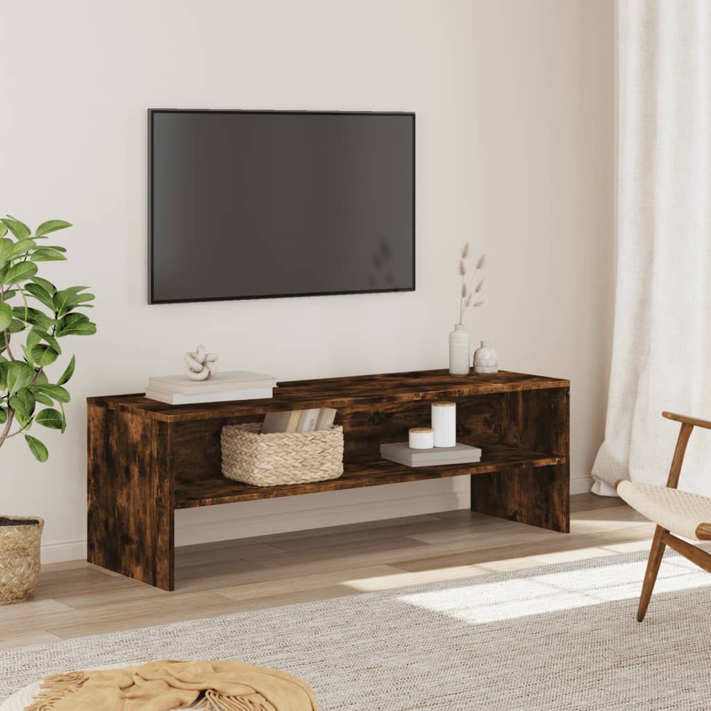 Meuble TV chêne fumé 120x40x40 cm bois d'ingénierie - XIOS