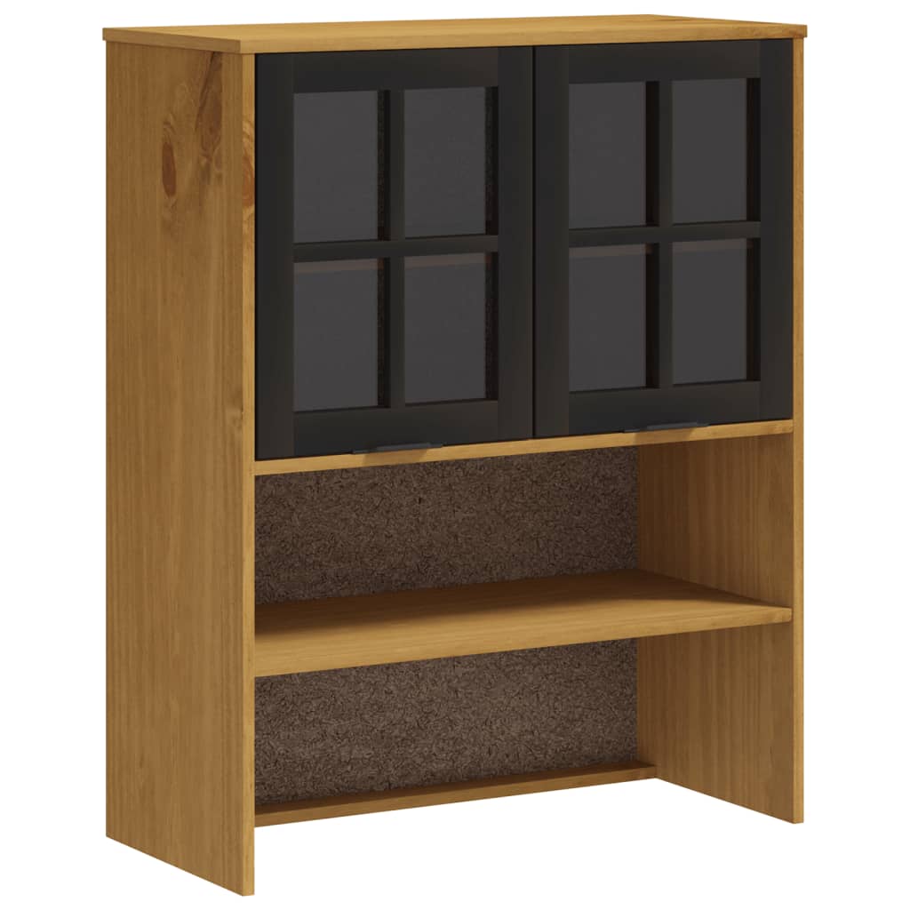 Buffet haut et portes en verre FLAM 80x40x180cm bois massif pin - XIOS