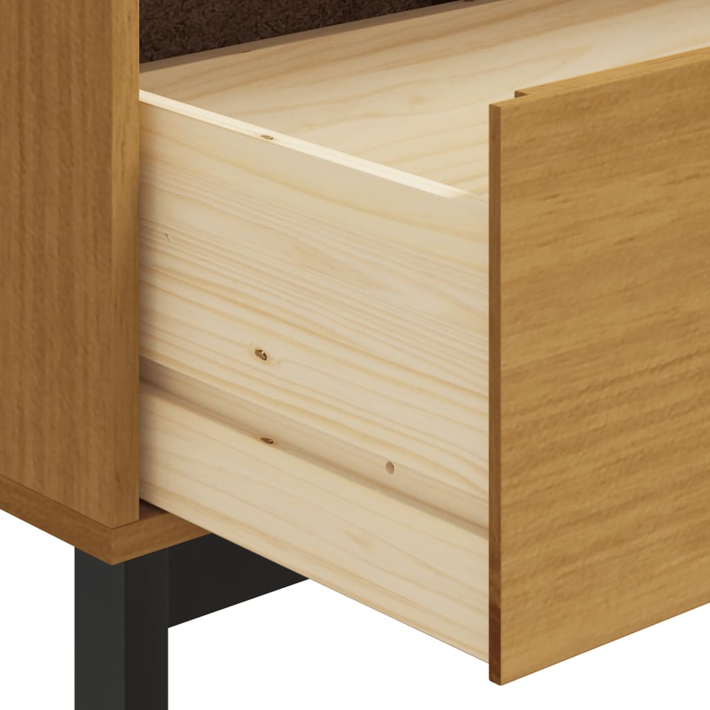 Buffet haut et portes en verre FLAM 80x40x180cm bois massif pin - XIOS