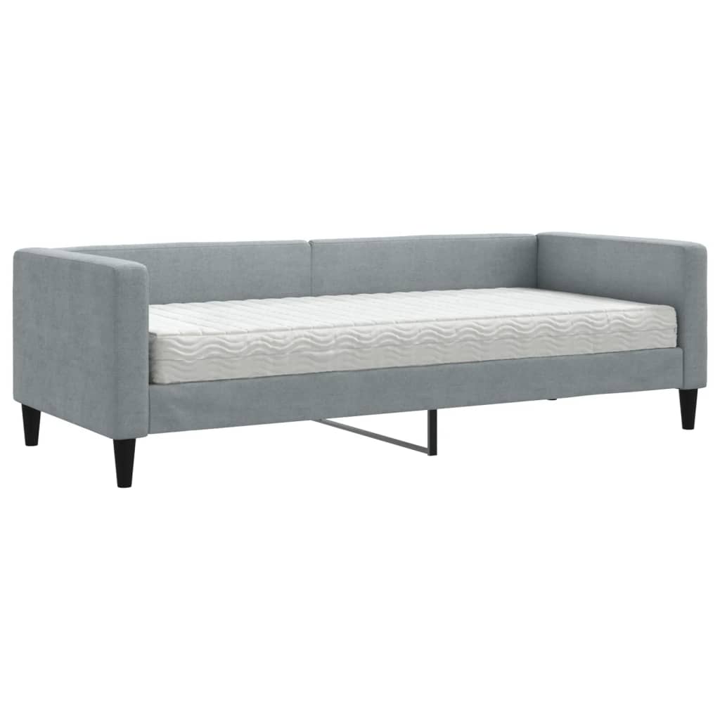Lit de jour avec matelas gris clair 80x200 cm tissu - XIOS