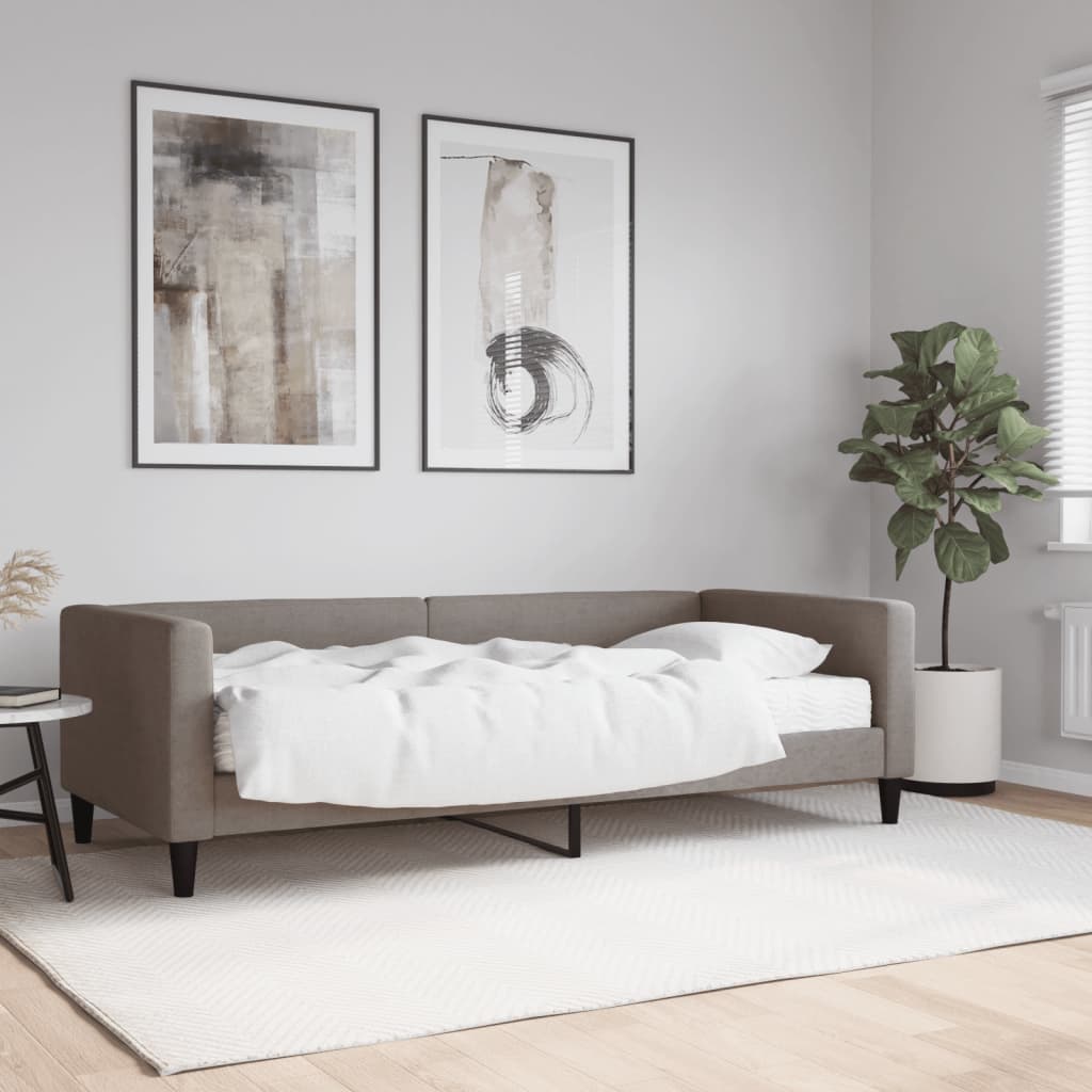 Lit de jour avec matelas taupe 90x200 cm tissu - XIOS