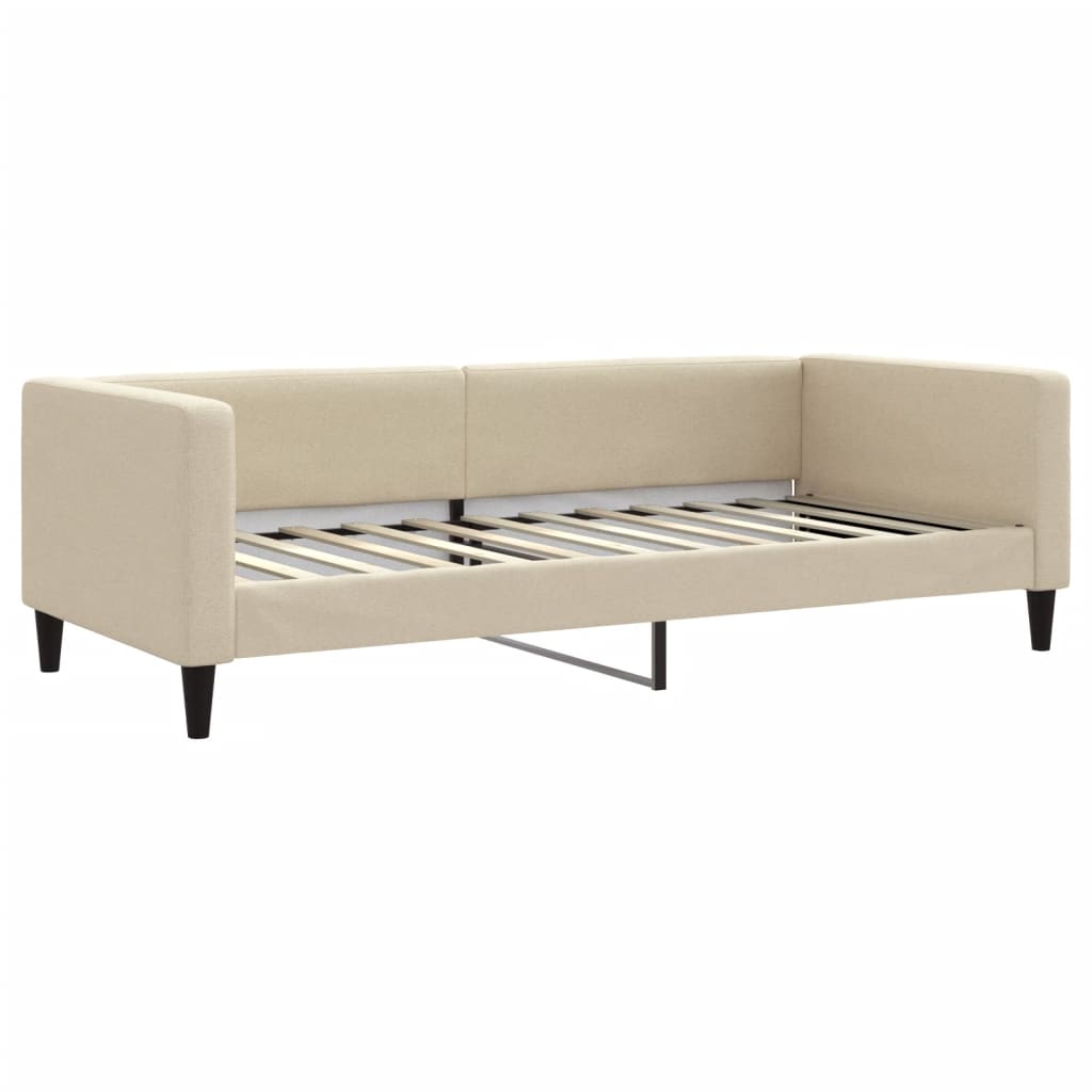 Lit de jour avec matelas crème 90x200 cm tissu - XIOS