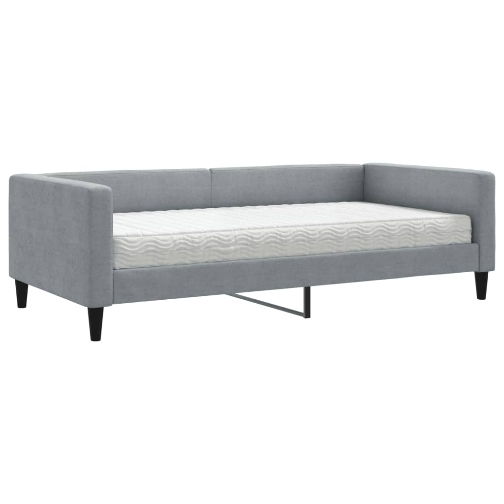 Lit de jour avec matelas gris clair 100x200 cm tissu - XIOS