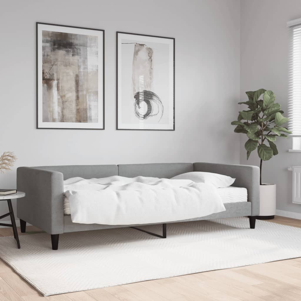 Lit de jour avec matelas gris clair 100x200 cm tissu - XIOS