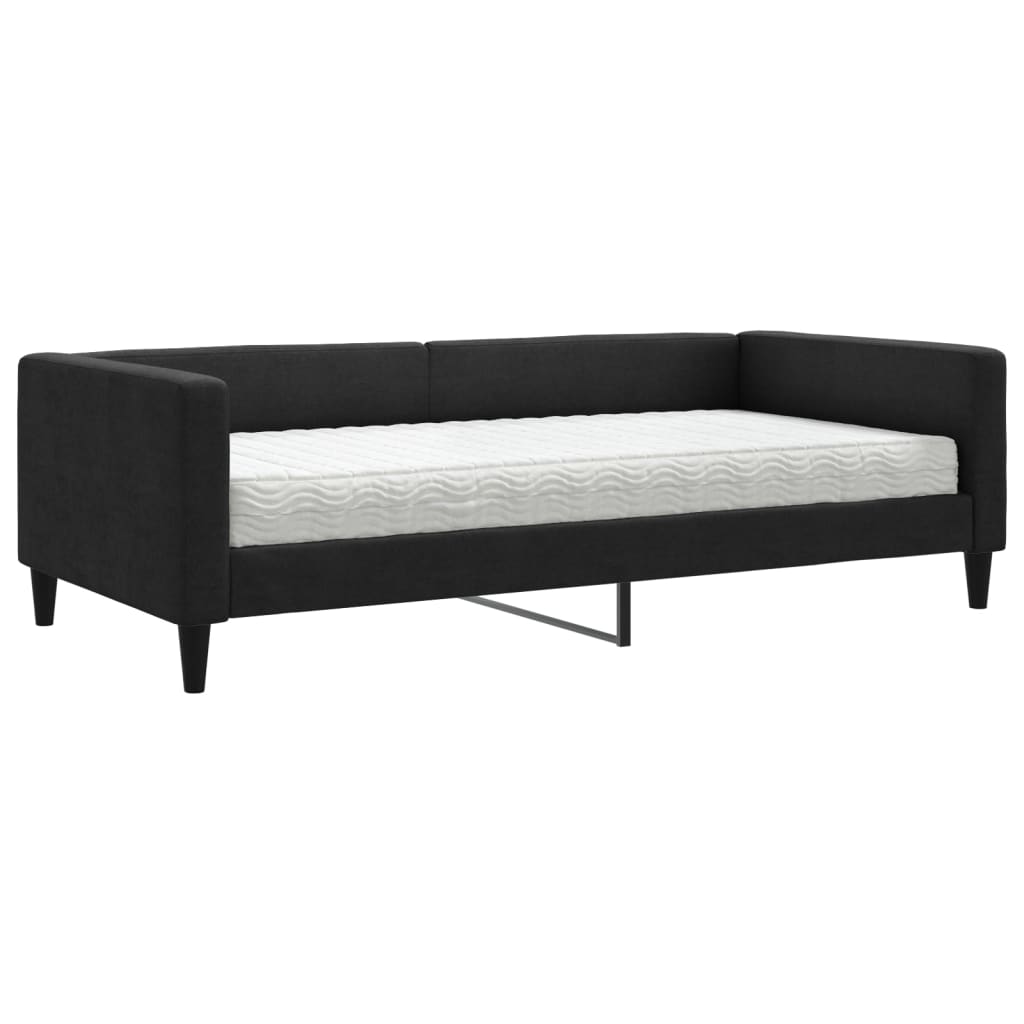 Lit de jour avec matelas noir 100x200 cm tissu - XIOS