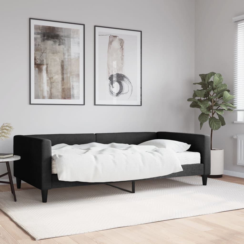 Lit de jour avec matelas noir 100x200 cm tissu - XIOS