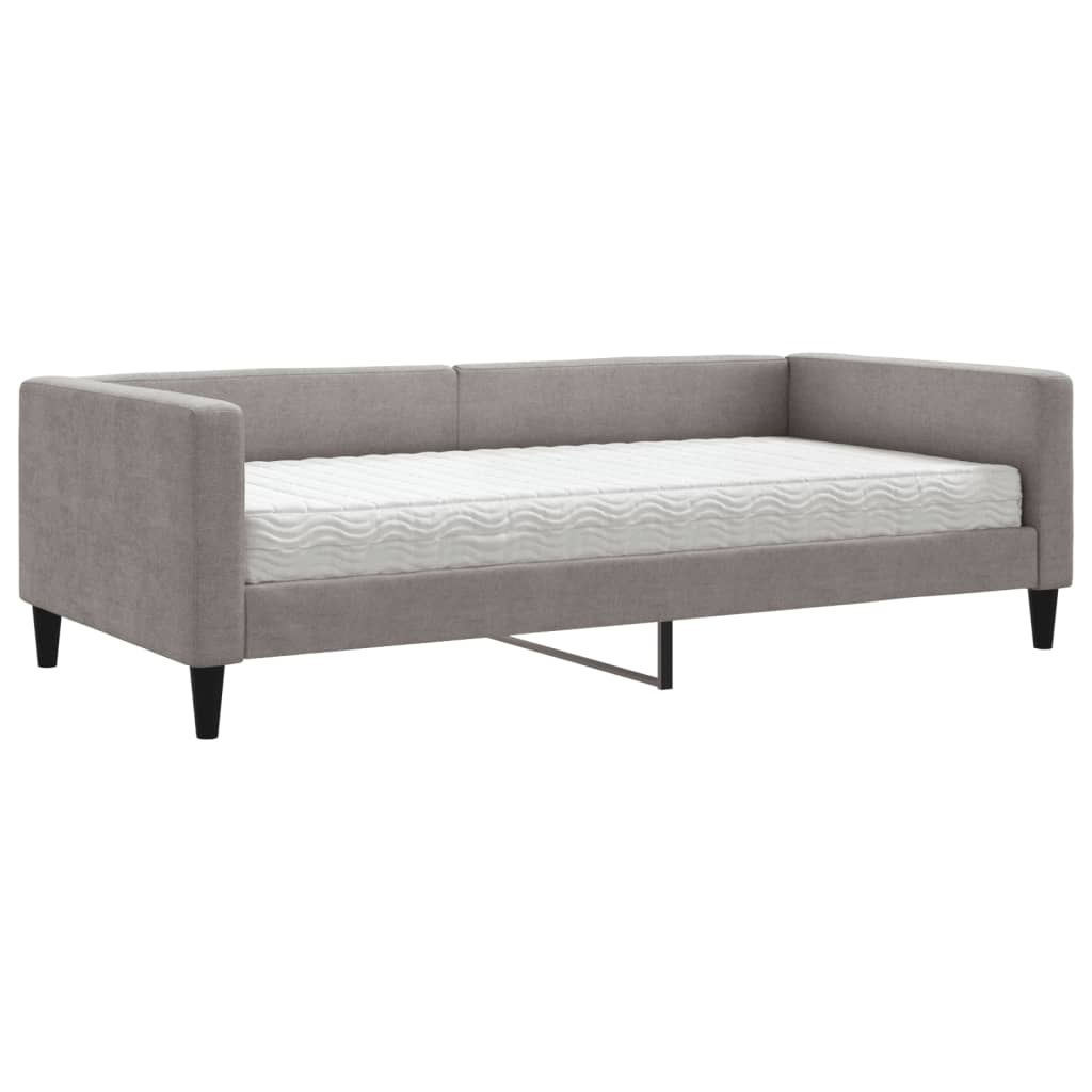 Lit de jour avec matelas taupe 100x200 cm tissu - XIOS