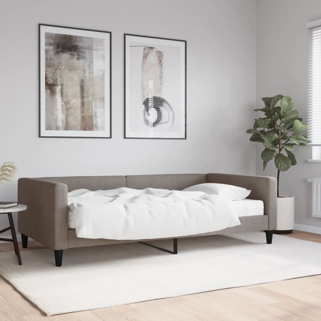 Lit de jour avec matelas taupe 100x200 cm tissu - XIOS