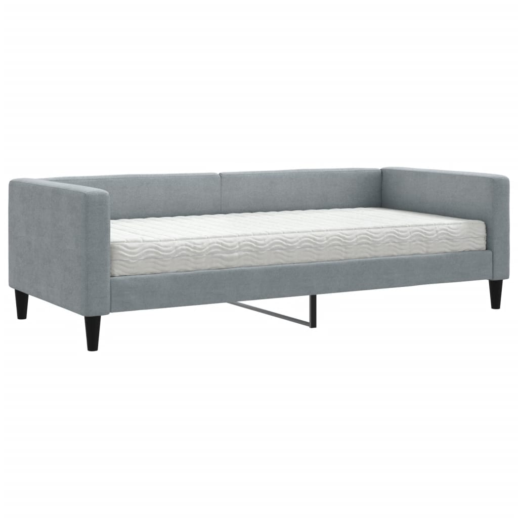 Lit de jour avec matelas gris clair 90x190 cm tissu - XIOS
