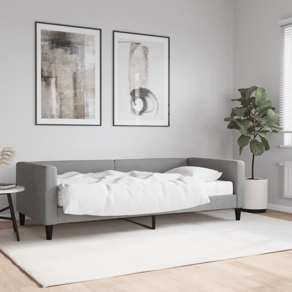 Lit de jour avec matelas gris clair 90x190 cm tissu - XIOS
