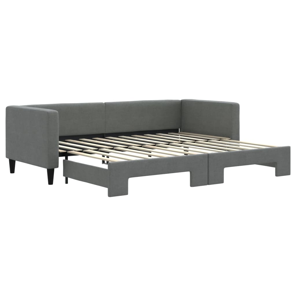 Lit de jour avec gigogne sans matelas gris foncé 80x200 cm - XIOS