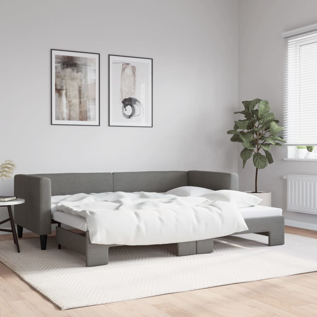 Lit de jour avec gigogne sans matelas gris foncé 80x200 cm - XIOS