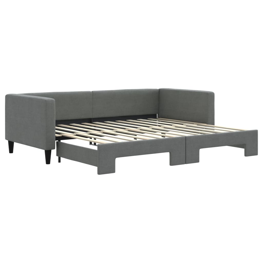 Lit de jour avec gigogne sans matelas gris foncé 90x200 cm - XIOS