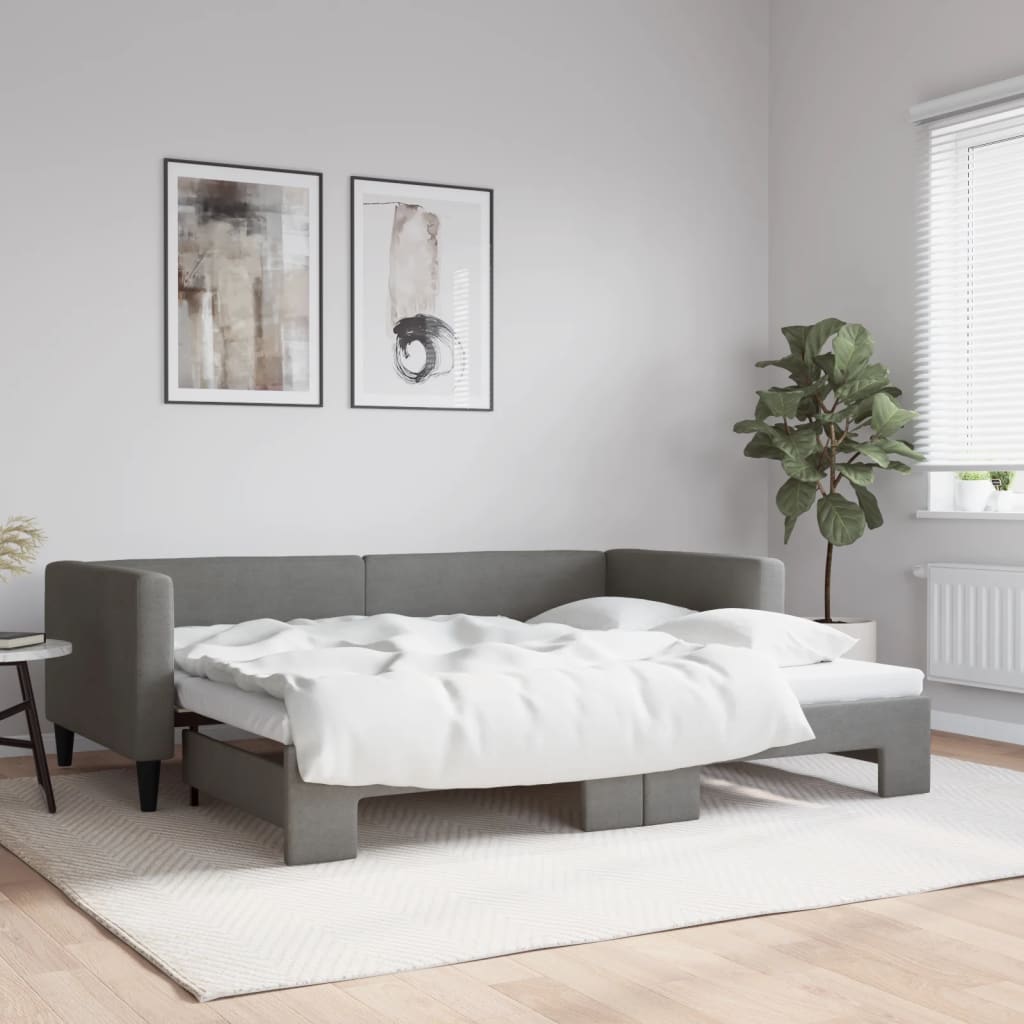 Lit de jour avec gigogne sans matelas gris foncé 90x200 cm - XIOS