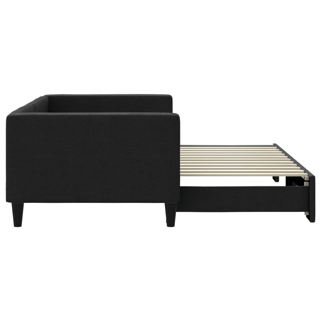 Lit de jour avec gigogne sans matelas noir 90x200 cm