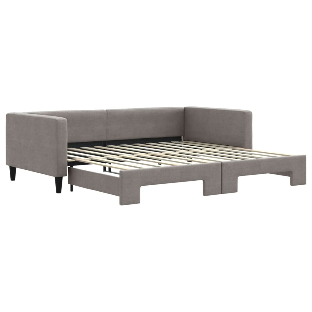Lit de jour avec lit gigogne taupe 100x200 cm tissu - XIOS
