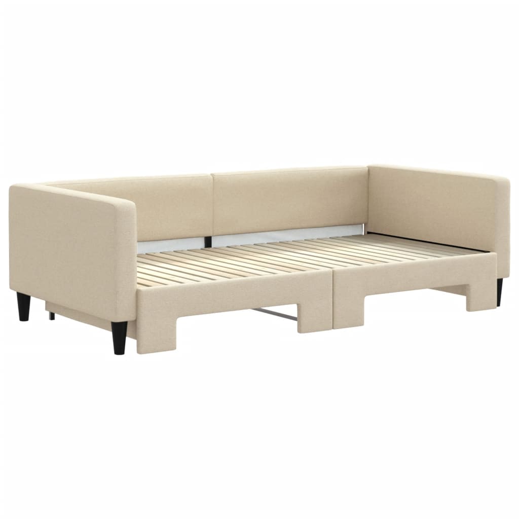 Lit de jour avec lit gigogne crème 100x200 cm tissu - XIOS