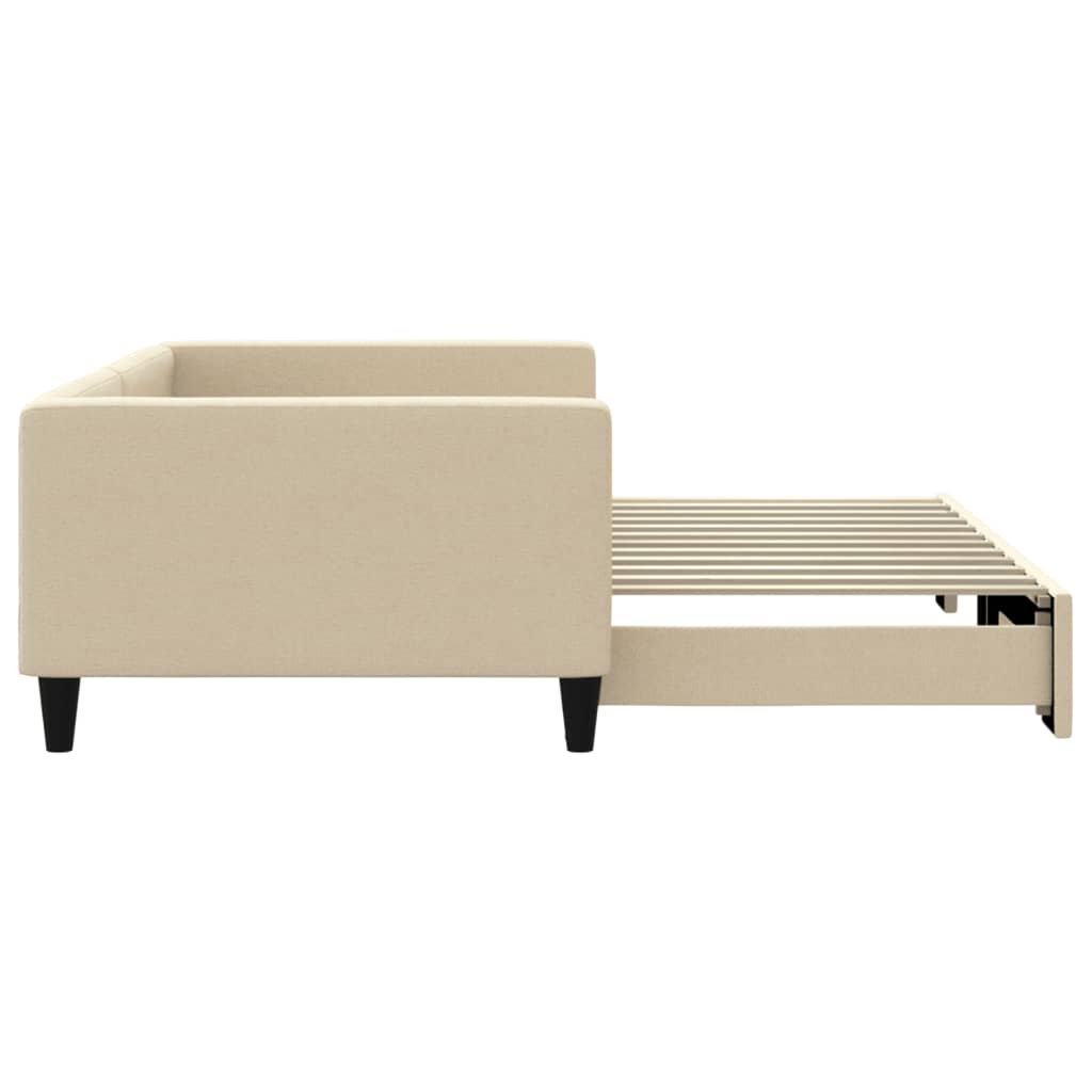 Lit de jour avec lit gigogne crème 100x200 cm tissu - XIOS